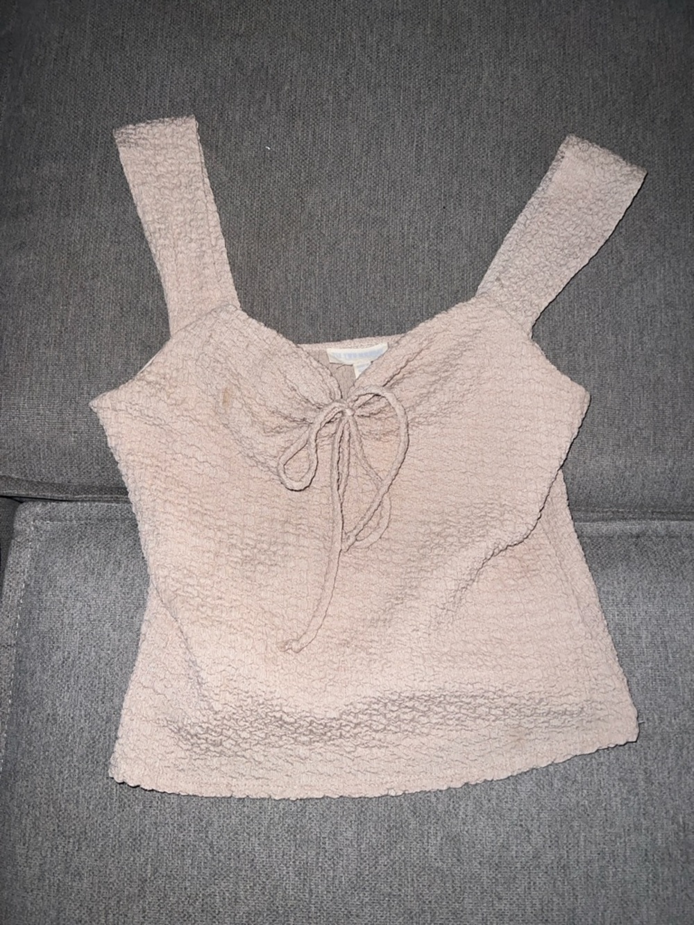 See You Monday Blush Pink Tie-Front Textured Camisole
